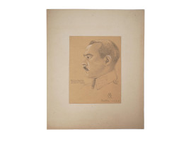 ANTIQUE 1916 GERMAN GRAPHITE PORTRAIT OF BACHMANN